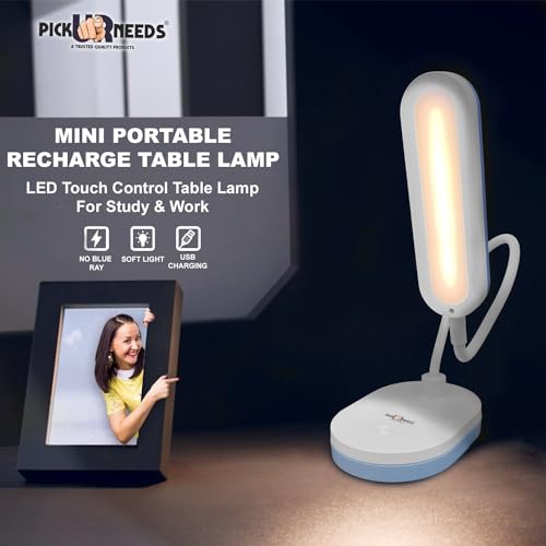 Pick Ur Needs Rechargeable LED Desk Lamp with Touch Control – USB Charging, Adjustable Brightness, 360° Flexible Neck, Eye Protection & Portable Design for Study, Reading & Night Use (Blue) - Image 4