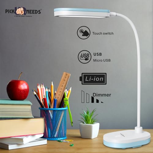 Pick Ur Needs Rechargeable LED Desk Lamp with Touch Control – USB Charging, Adjustable Brightness, 360° Flexible Neck, Eye Protection & Portable Design for Study, Reading & Night Use (Blue) - Image 3