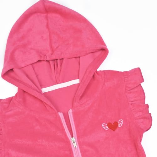 CHILDRENSTAR Girls Swim Cover up Kds Terry Beach Cover-Up Hot Pink Hooded Zip Swimsuit Wraps,Size 8 9 - Image 3