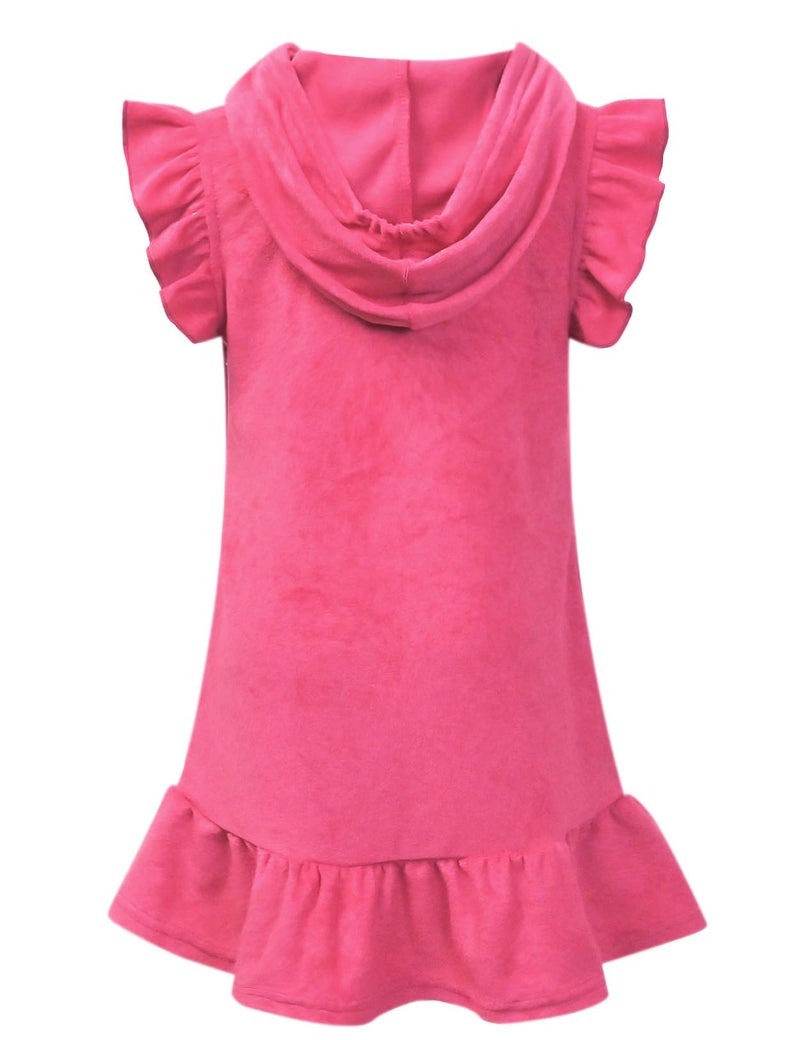 CHILDRENSTAR Girls Swim Cover up Kds Terry Beach Cover-Up Hot Pink Hooded Zip Swimsuit Wraps,Size 8 9 - Image 2