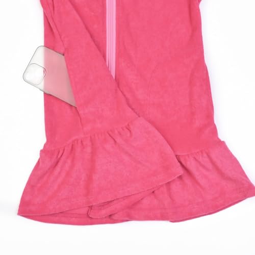 CHILDRENSTAR Girls Swim Cover up Kds Terry Beach Cover-Up Hot Pink Hooded Zip Swimsuit Wraps,Size 8 9 - Image 5