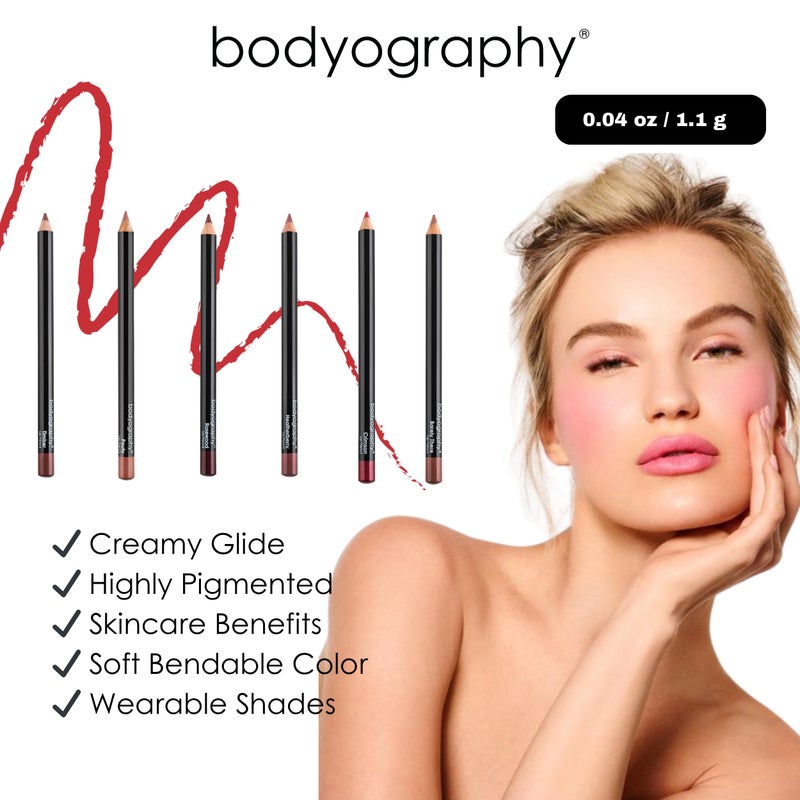 Bodyography Rosewood Lip Pencil | Wooden Lip Liner Pencil with Coconut Oil, Vitamin E & C | Long-Lasting, Matte Liner for Definition & Color | Makeup Essential for Smooth Lip Contour - Image 4