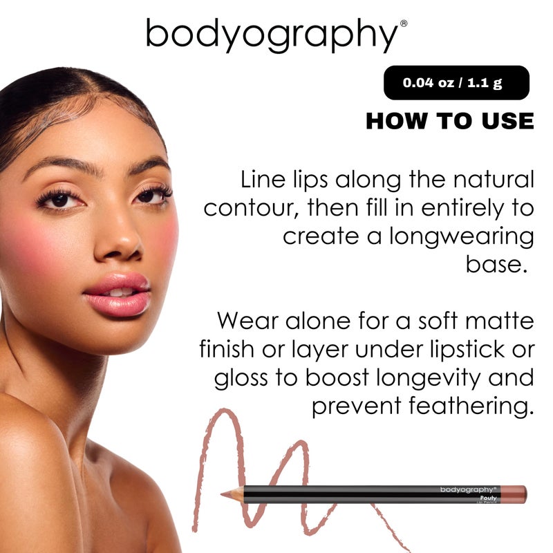 Bodyography Rosewood Lip Pencil | Wooden Lip Liner Pencil with Coconut Oil, Vitamin E & C | Long-Lasting, Matte Liner for Definition & Color | Makeup Essential for Smooth Lip Contour - Image 5