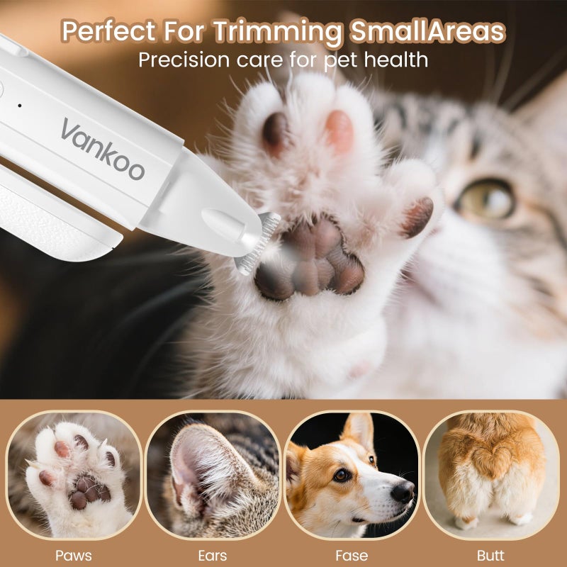 Vankoo 2 in 1 Dog & Cat Nail Clippers & Trimmers with LED Lights, Splash Guard - Pet Hair Trimmer for Around Paws, Ear, Eye,Face, Rump Rechargeable & IPX7 Waterproof Grooming Supplies for Dog, Cat - Image 5