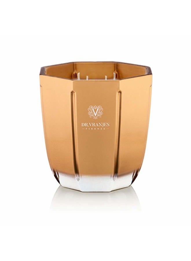 Dr. Vranjes Decorative Candle Oro - Oud Nobile 500 g / 18 oz, Scented Candle, Refined Colored Glass Vessel Hand-Made, Octagonal Form, Color Gold, Made in Italy - Image 1