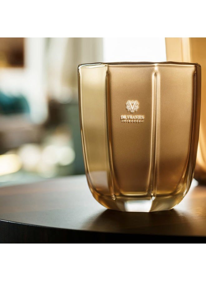 Dr. Vranjes Decorative Candle Oro - Oud Nobile 500 g / 18 oz, Scented Candle, Refined Colored Glass Vessel Hand-Made, Octagonal Form, Color Gold, Made in Italy - Image 4