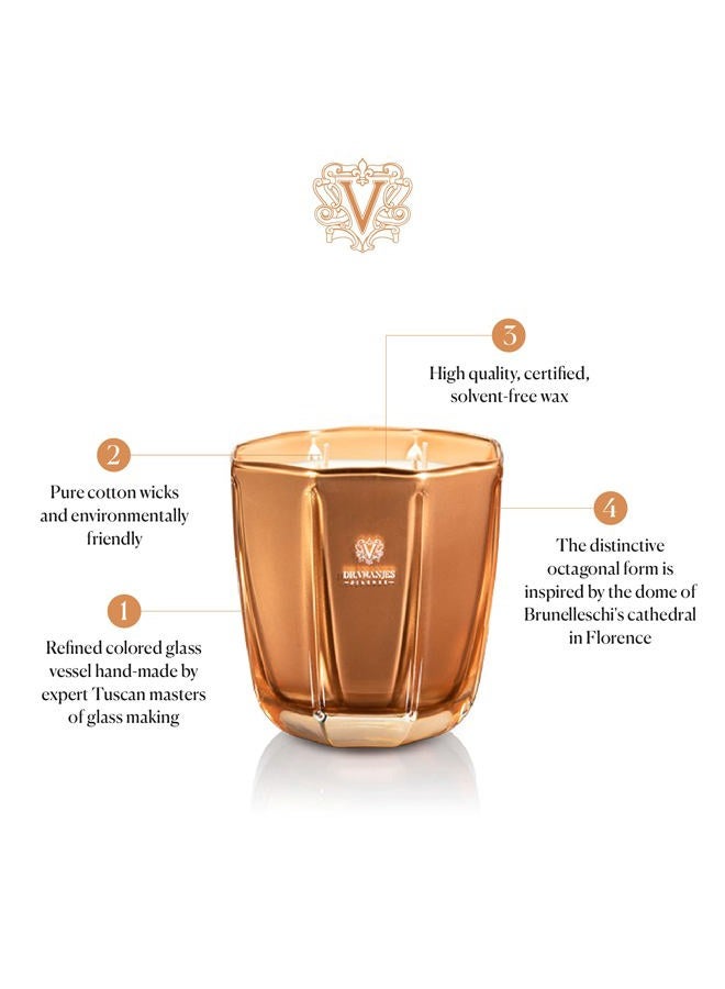 Dr. Vranjes Decorative Candle Oro - Oud Nobile 500 g / 18 oz, Scented Candle, Refined Colored Glass Vessel Hand-Made, Octagonal Form, Color Gold, Made in Italy - Image 2