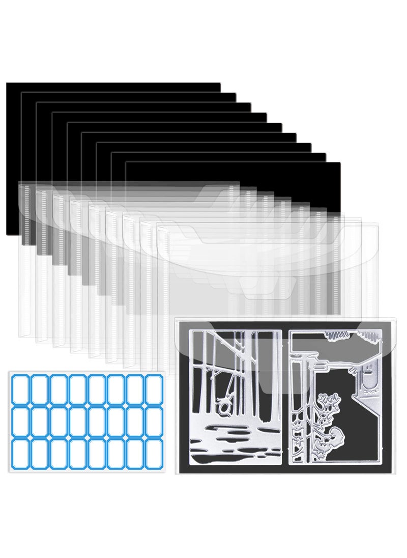 Csyidio Csyidio 21 Pcs Clear Stamp and 94 x 7 inch Die Storage Bag with Rubber Magnetic Sheets Resealable Storage Pocket Large Envelope Case Cutting Dies Stencil Organizer for Card Making 