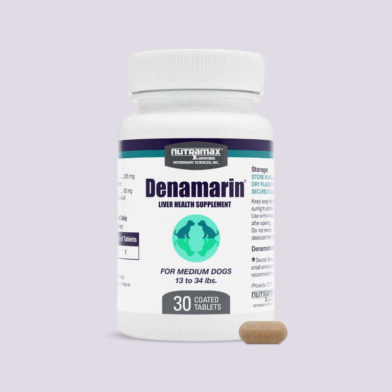 Nutramax Laboratories Denamarin Liver Health Supplement for Medium Dogs - With S-Adenosylmethionine (SAMe) and Silybin, 30 Tablets - Image 1