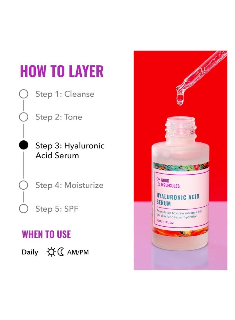 Good Molecules Hyaluronic Acid Serum - Hydrating, Non-greasy formula to Moisturize, Plump - 1% HA, Anti-aging, Water-Based Skincare for Face - Image 4