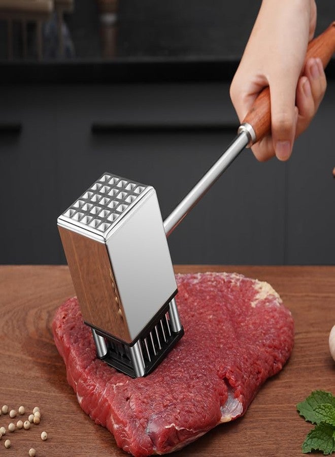 Ecopandy Meat Tenderizer & Meat Hammer 2 in 1, Heavy Duty Manual Hammer Mallet Tool, Ultra Sharp Needle Blades Stainless Steel, Non-slip Premium Rosewood Handle for Tenderizing Steak, Beef, Poultry, Pork - Image 1