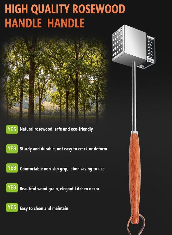 Ecopandy Meat Tenderizer & Meat Hammer 2 in 1, Heavy Duty Manual Hammer Mallet Tool, Ultra Sharp Needle Blades Stainless Steel, Non-slip Premium Rosewood Handle for Tenderizing Steak, Beef, Poultry, Pork - Image 3