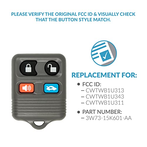 Keyless2Go Replacement for 4 Button Gray Remote Ford CWTWB1U313 CWTWB1U343 CWTWB1U311 - Image 4