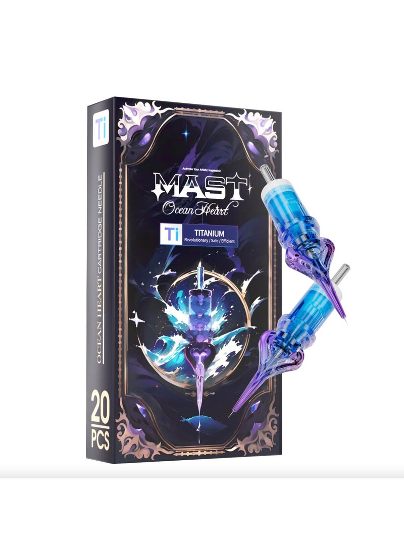 Dragonhawk MAST Ocean Heart Titanium Cartridges. 20 pcs. 1001RLLT, 3001RLLT. Disposable, sterile, for professional use. Compatible with most machines. - Image 1
