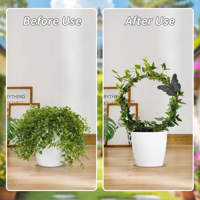 DTOFOOT 3Pack Trellis for Climbing Plants Indoor, Rust-Proof Trellis for Indoor Potted Plants Round Circle Trellis with Butterfly Houseplant Metal Wire Trellis for Vine Ivy Flower Plant Support - Image 3