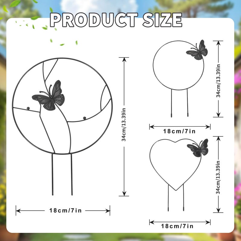 DTOFOOT 3Pack Trellis for Climbing Plants Indoor, Rust-Proof Trellis for Indoor Potted Plants Round Circle Trellis with Butterfly Houseplant Metal Wire Trellis for Vine Ivy Flower Plant Support - Image 2