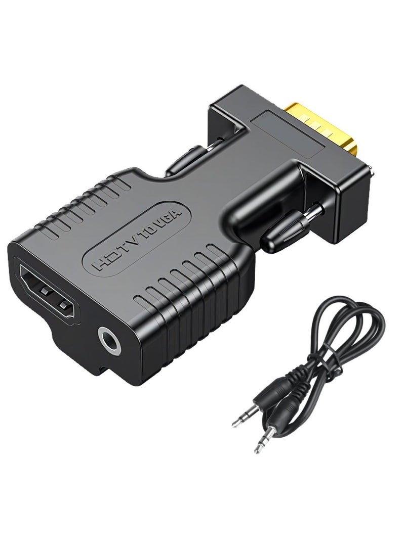 Generic - محول HDMI إلى VGA، محول HDMI VGA مناسب لأجهزة الكمبيوتر المحمولة وأجهزة الكمبيوتر القديمة والشاشات وأجهزة العرض. محول صوت HDMI إلى 3.5 ملم، محولات HDMI إلى VGA - Image 1
