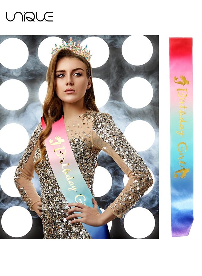 Unique Rainbow Crystal Birthday Crown & Mermaid Belt Set - Women's Birthday Tiara Princess Tiara Birthday Hats Birthday Headbands Party Gifts Birthday Decorations  - Image 4