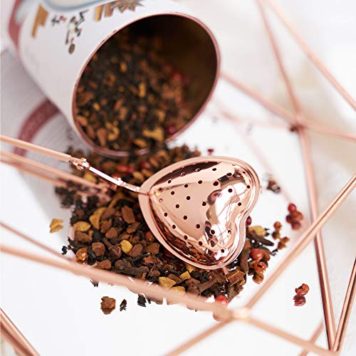 Pinky Up Heart Shaped Tea Ball, Reusable Loose Leaf Tea Infuser, Brew Tea with Ease, Stainless Steel, Rose Gold - Image 5