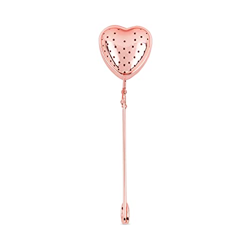 Pinky Up Heart Shaped Tea Ball, Reusable Loose Leaf Tea Infuser, Brew Tea with Ease, Stainless Steel, Rose Gold - Image 1