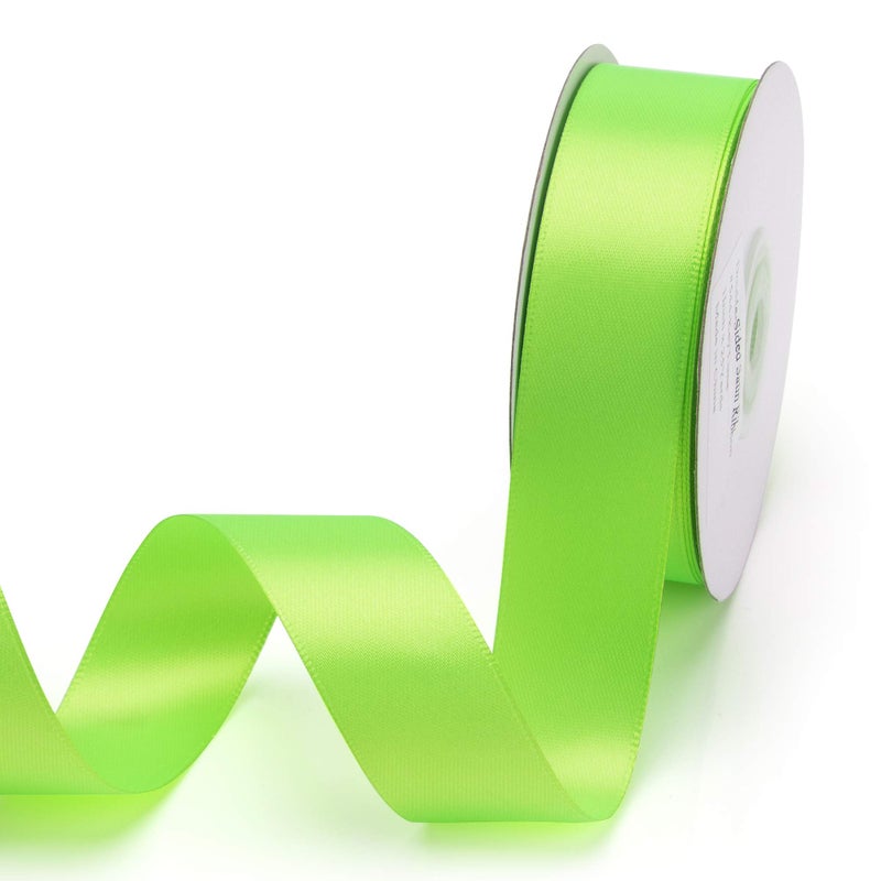 IHKFILAN Double Face Satin Ribbon 1Inchx25Yards Double Sided Solid Polyester Ribbon for Gift Wrapping Party Hair Braids Bow Baby Shower Decoration Floral Arrangement Craft SuppliesKey Lime