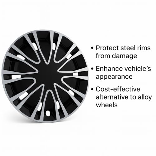 NEOZAK by Prigan Wheel Cover for Linea Old 14 Inch Silver Black Wheel Cap (Available in 13,14,15,16 Inch) (Set of 4 Pcs) (Press Fitting) Model- Drive Silver Black-14 - Image 4