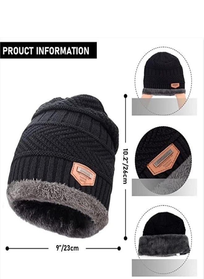 MAKE A WISH Wool Beanie Cap & Muffler for Men & Women - Winter Woolen Set - Soft Black Neck Warmer - Image 2