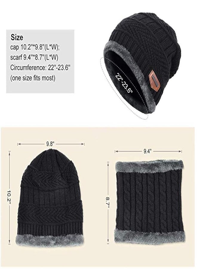 MAKE A WISH Wool Beanie Cap & Muffler for Men & Women - Winter Woolen Set - Soft Black Neck Warmer - Image 3