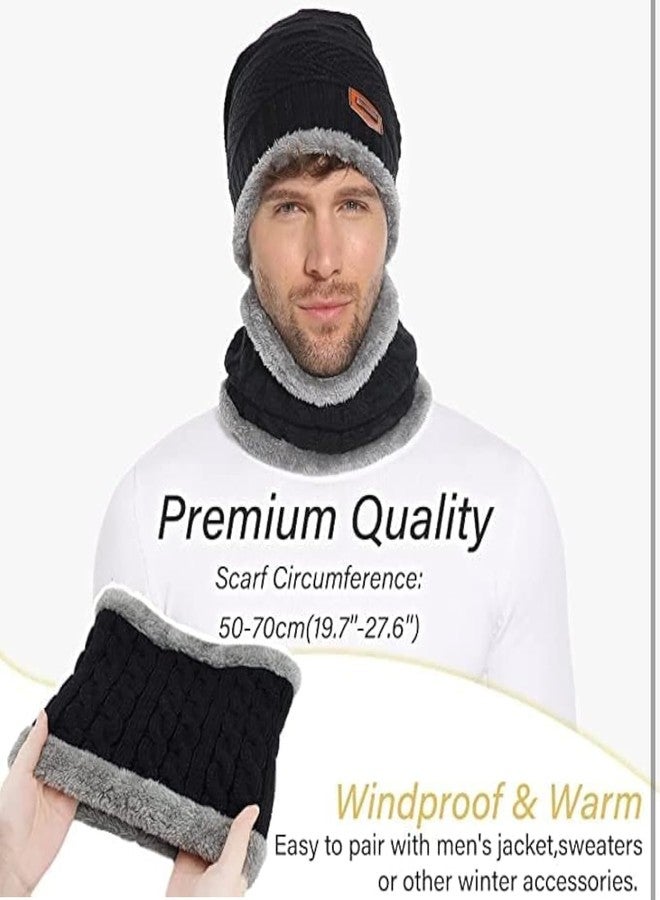 MAKE A WISH Wool Beanie Cap & Muffler for Men & Women - Winter Woolen Set - Soft Black Neck Warmer - Image 5