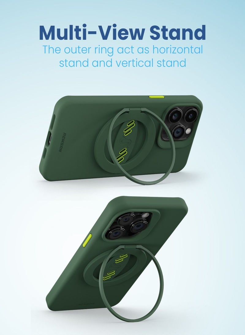 Remson حزام إصبع مغناطيسي لهاتف ريمسون ماج-إكس مع حزام سيليكون متوافق مع آيفون 14، 13 برو/ماكس/بلس (أخضر/أخضر نيون) - Image 5