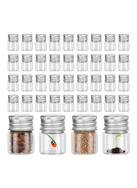 50 Pcs 5ml Mini Glass Bottles with Aluminum Screw Caps - Tiny Jars for DIY Crafts, Specimen Storage, and Reusable Transparent Containers. Perfect for Creative Projects!
