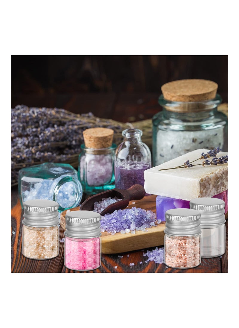 50 Pcs 5ml Mini Glass Bottles with Aluminum Screw Caps - Tiny Jars for DIY Crafts, Specimen Storage, and Reusable Transparent Containers. Perfect for Creative Projects!