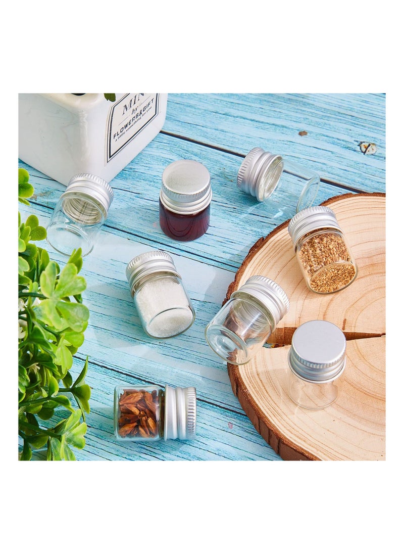 50 Pcs 5ml Mini Glass Bottles with Aluminum Screw Caps - Tiny Jars for DIY Crafts, Specimen Storage, and Reusable Transparent Containers. Perfect for Creative Projects!