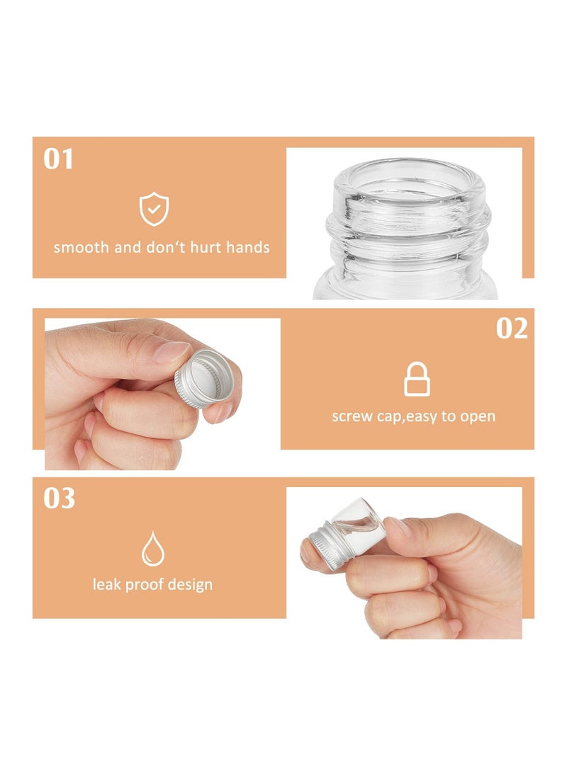 50 Pcs 5ml Mini Glass Bottles with Aluminum Screw Caps - Tiny Jars for DIY Crafts, Specimen Storage, and Reusable Transparent Containers. Perfect for Creative Projects!