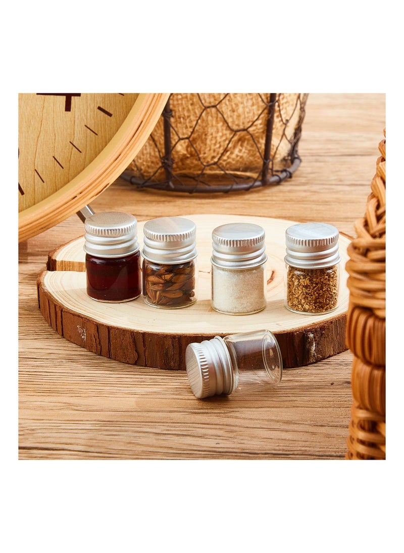 50 Pcs 5ml Mini Glass Bottles with Aluminum Screw Caps - Tiny Jars for DIY Crafts, Specimen Storage, and Reusable Transparent Containers. Perfect for Creative Projects!