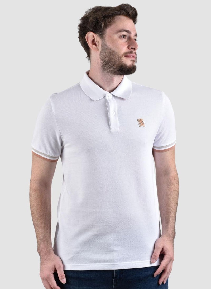 GIORDANO Men's Performance Slim Fit Lion Embroidery Solid Polo - Image 2