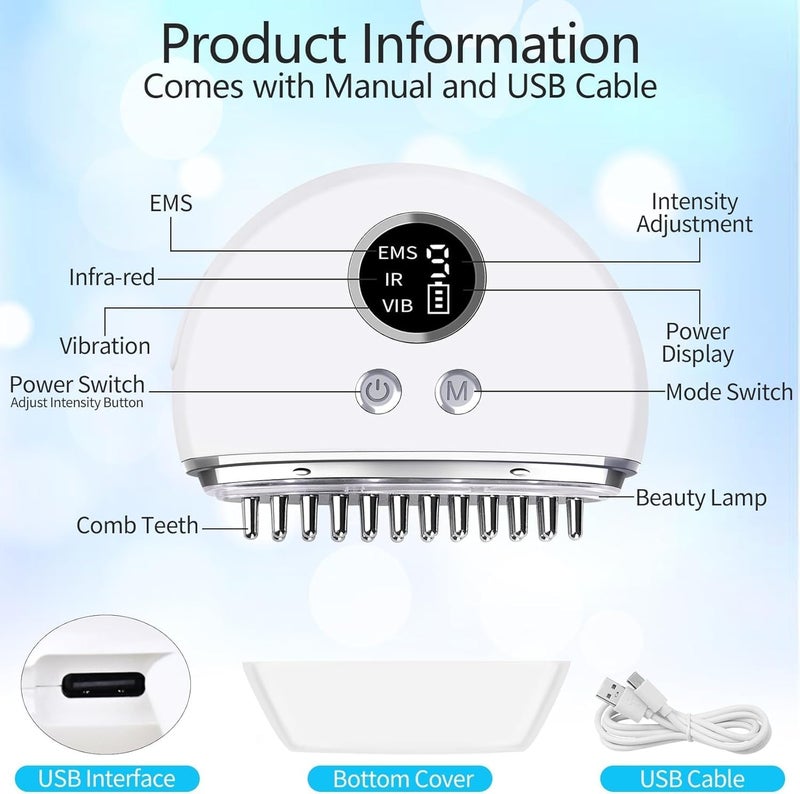 XENGVA Portable Facial Massager Tool | Electric Scalp Massager | Vibration and Heating,Ergonomic Multi-Needle Design Massage Tool | Body Pain Relief With 9 Power Strength and 4 Modes | Tooth Comb Massage Head | Wrinkle Remover Machine for Face |(Multi) - Image 2