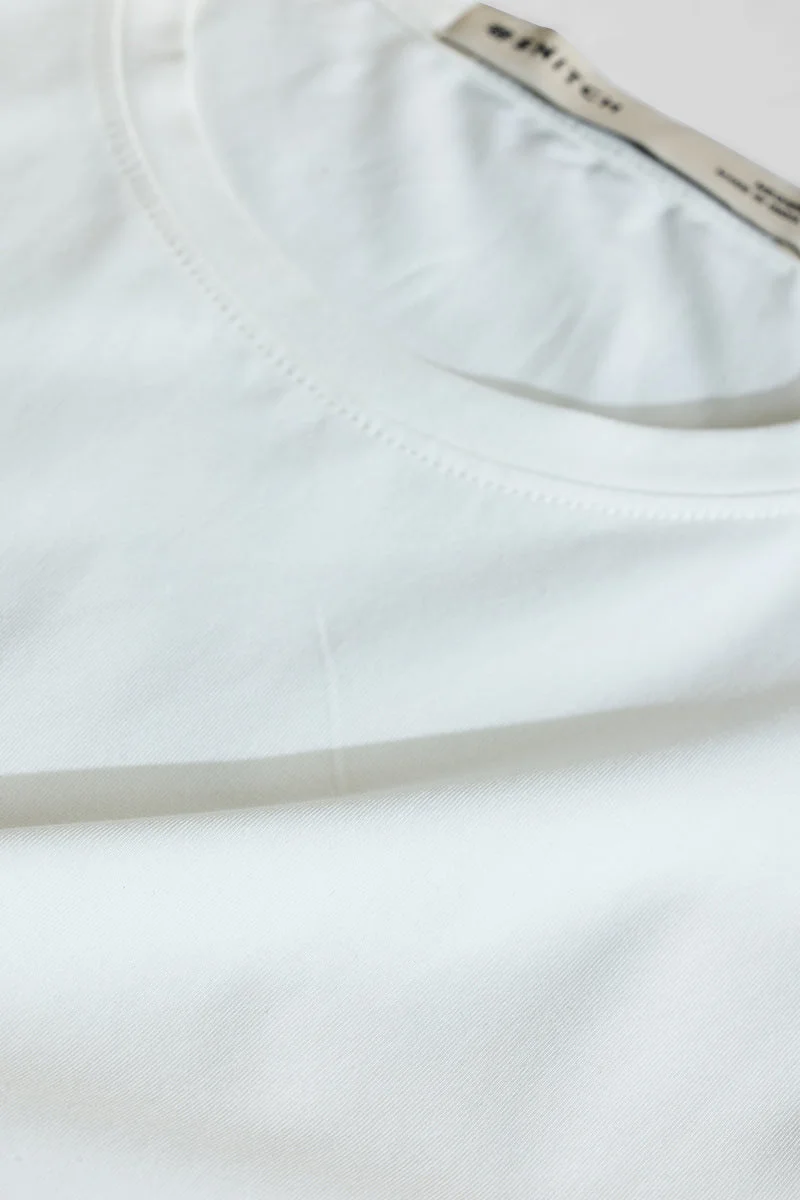 SNITCH Slim Fit 4-Way Stretch White T-shirt