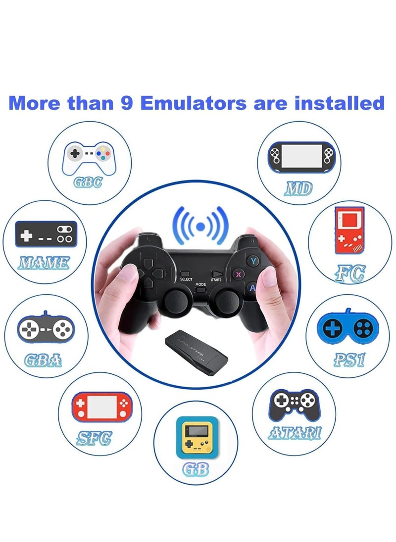 Retro Gaming Console, Nostalgia Stick Game, Wireless Retro Play Game Stick, Plug and Play Video Game Stick Built-in 20000+Games, with Dual 2.4G Wireless Controllers