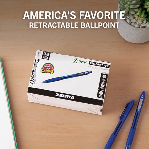 Zebra Pen ZGrip Retractable Ballpoint Pen SmoothFlowing Blue Ink 10mm Medium Point School Office Supplies Ideal for NoteTaking Journal and Planner Use 36Pack 25236 - Image 3