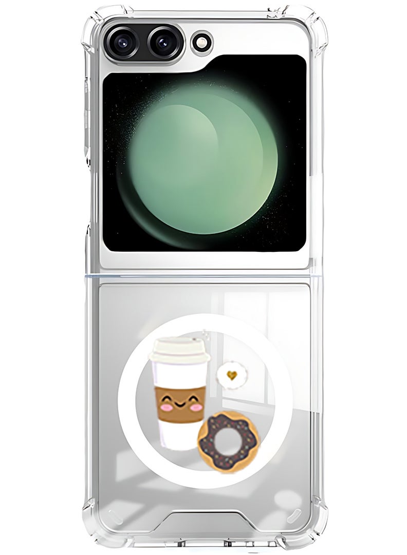 Theodor Magnetic Case for Samsung Galaxy Z Flip 5 Compatible with MagSafe Wireless Charging, Shockproof Phone Bumper Cover Coffee - Image 1