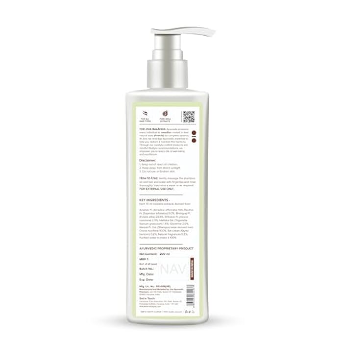 Jiva Ayurveda Amla Shampoo - 200 ml | Herbal Hair Growth Support & Scalp Cleanser | Natural Vitamin C for Stronger Roots & Shine | Sulfate-Free & Paraben-Free | Suitable for All Hair Types - Image 2