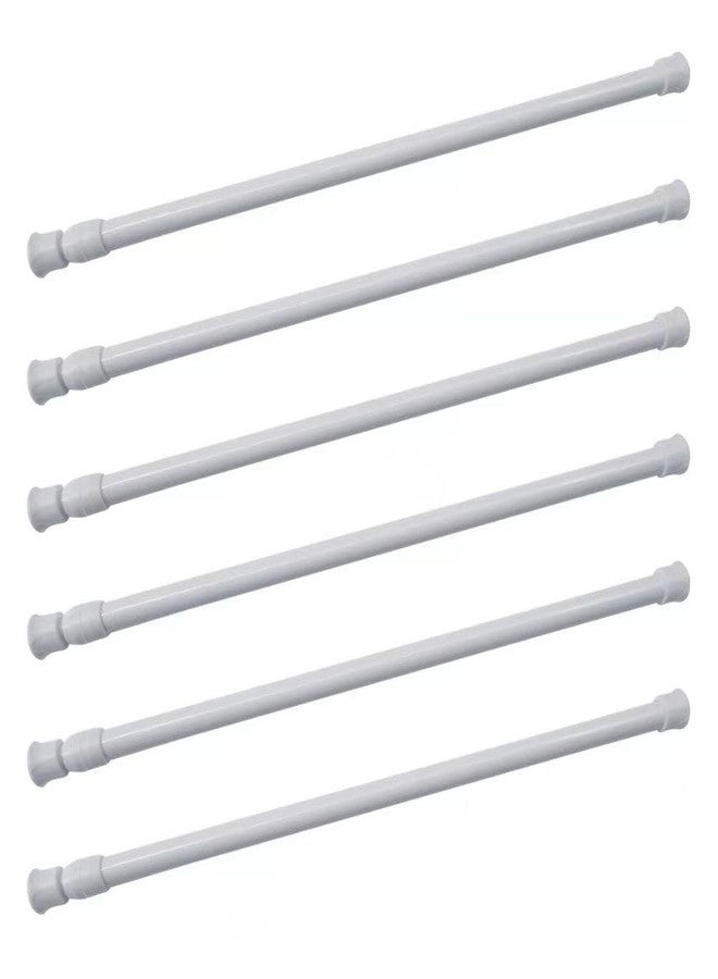 ave split Spring Tension Curtain Rod 6 pcs stretchable No need screw tool Single Rods Max Load bearing 2lb (15.5"-27"white) - Image 1