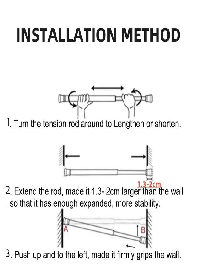 ave split Spring Tension Curtain Rod 6 pcs stretchable No need screw tool Single Rods Max Load bearing 2lb (15.5"-27"white) - Image 3