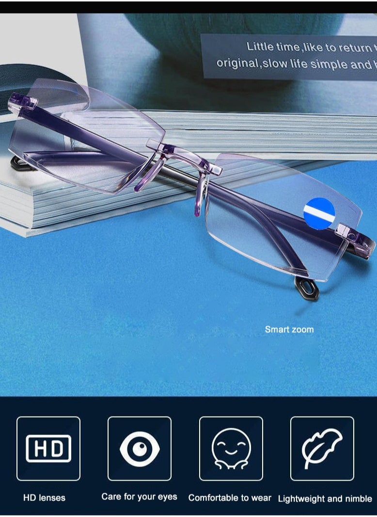 MUSAA - Frameless Reading Glasses Anti-Blue Light Resin HD Reading Glasses for the Elderly - Image 1