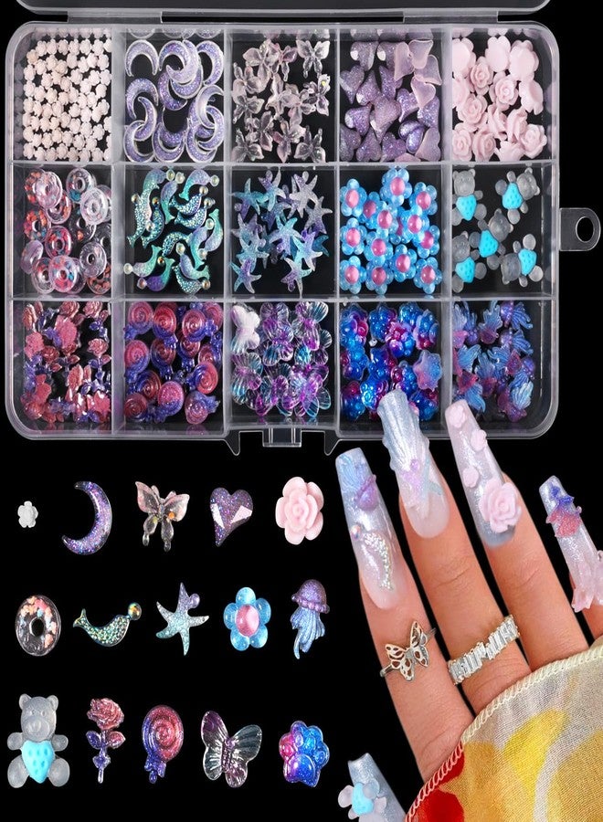 MAJOR DIJIT 3D Mix Assorted Color Nail Charms Acrylic Multi Cute Nail Art Charms Hollow Candy Jewelry Nail Supplies for Nail Art Design DIY Crafts Accessories (Pearl Ocean) - Image 1