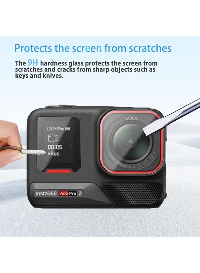 2 Pack Screen Protector for Insta360 Ace Pro 2, Ultra Clear 9H Tempered Glass with Lens Protector & Lens Cap – Ultra HD Accessories - Image 2