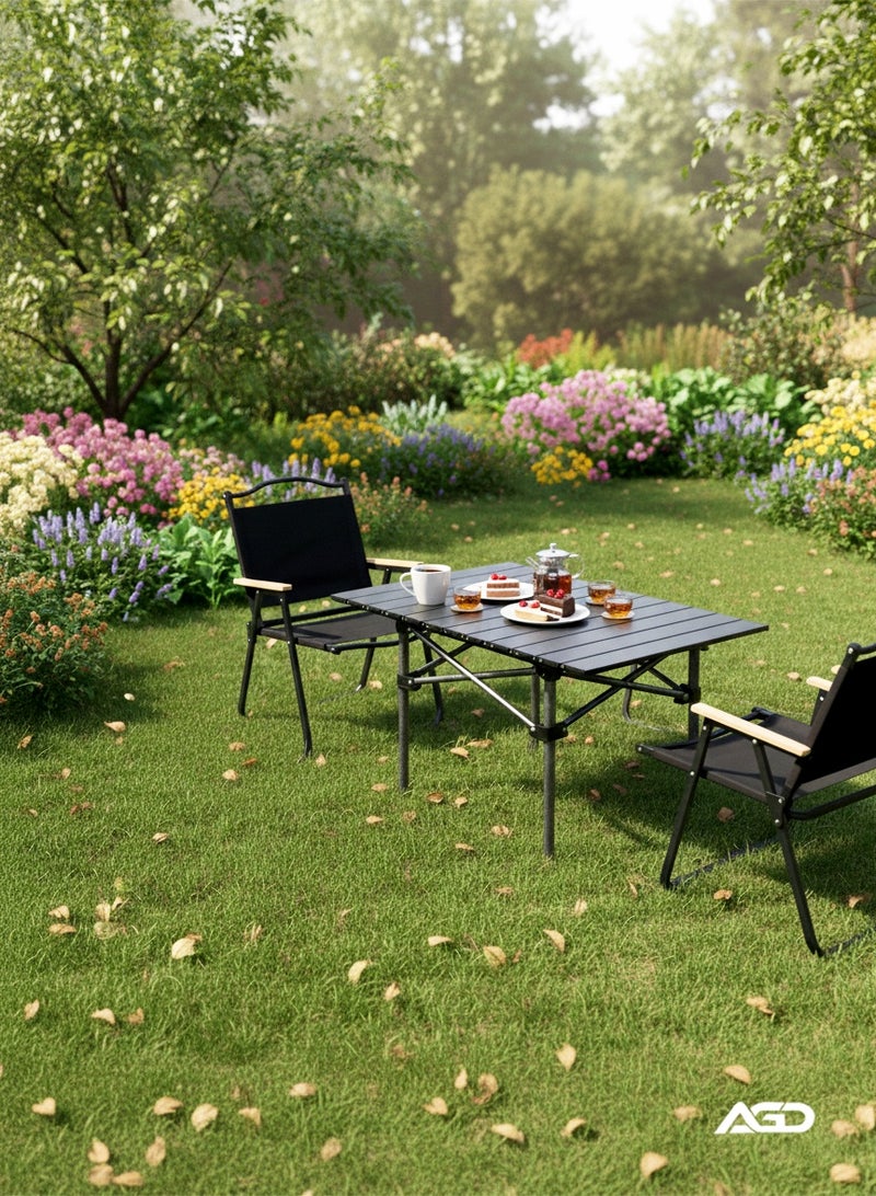 AGD Camping Set Consisting of a Table and Two Chairs, Foldable, Ideal for Picnics and Outdoor Activities, black - Image 2