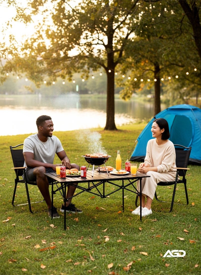 AGD Camping Set Consisting of a Table and Two Chairs, Foldable, Ideal for Picnics and Outdoor Activities, black - Image 3