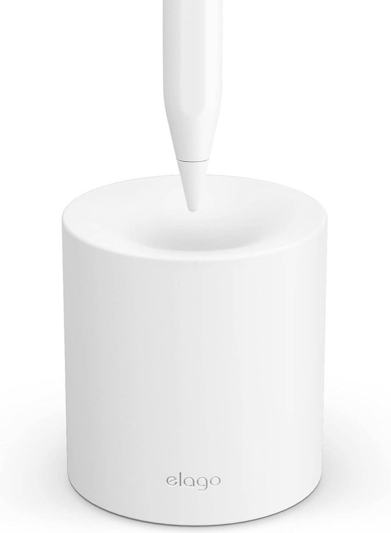 Elago Silicone Stand Compatible with Apple Pencil (1st and 2nd Generation), Apple Pencil (USB-C) and Any Tablet Stylus Pen with or Without Case or Sleeve, Durable Holder - White - Image 1